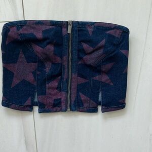 Afrm XS cropped bustier denim top worn once.has matching jeans sold separately.